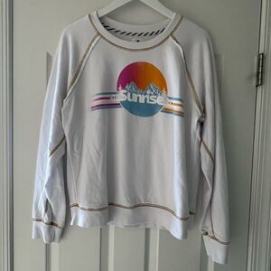 Sundry White Sweatshirt with Sunset Graphic